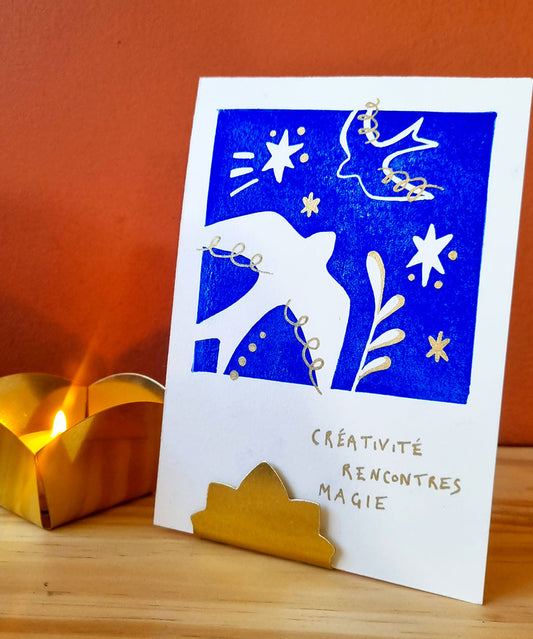 Carte Linogravure 3 Voeux