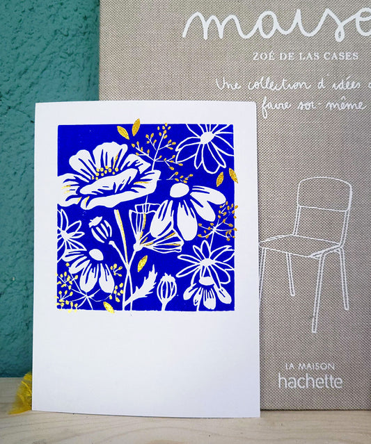 Carte Linogravure Fleurs Sauvages