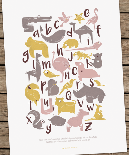 Affiche enfant abécédaire animaux Illustration Graphisme