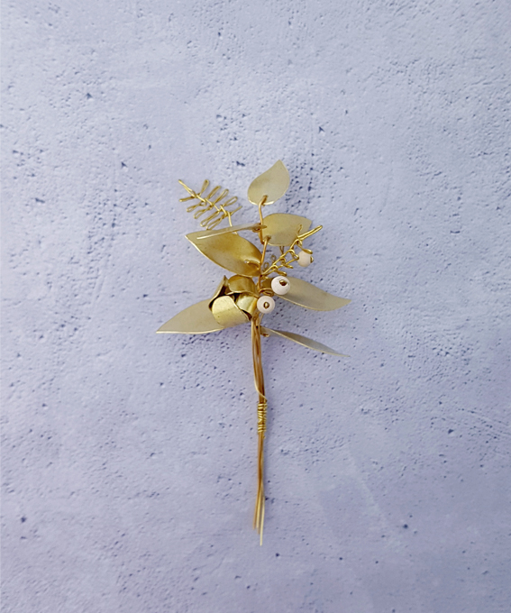 Bouquet feuillage Aurea laiton